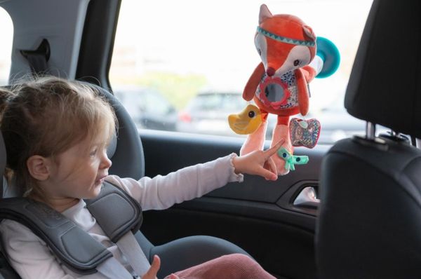 Peluche d'activités nomade à suspendre à une vitre